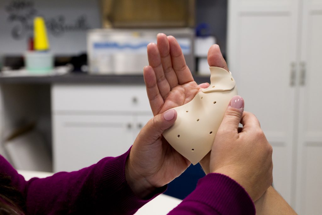 A custom splint being made for a patient